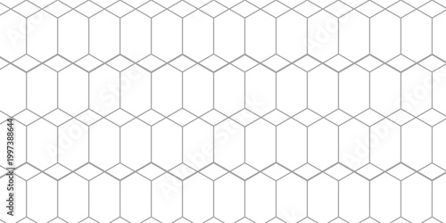 Fotografie Seamless Elongated Hexagonal Geometric Pattern, Minimalist Grey Linear Grid Outl
