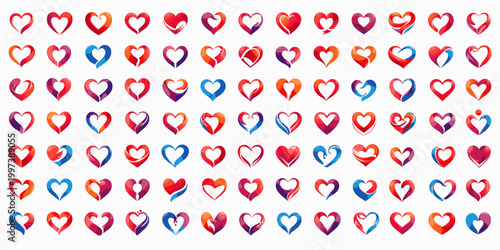 Abstract Heart Logo Pack. Abstract SVG Vector Logo Set with Colorful Modern Brand Marks, Gradient Symbols, Startup Icons and Clean Graphic Identity Elements, abstract heart logo, love care symbol