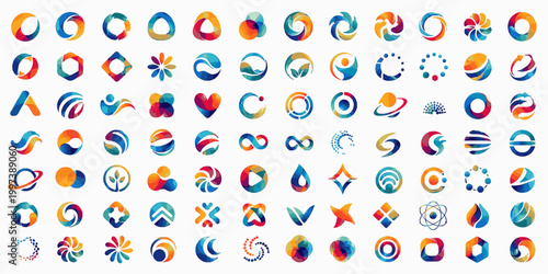 Circular Gradient Logo Pack. Abstract SVG Vector Logo Set with Colorful Modern Brand Marks, Gradient Symbols, Startup Icons and Clean Graphic Identity Elements, circular gradient logo