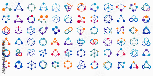 Connection Network Logo Pack. Abstract SVG Vector Logo Set with Colorful Modern Brand Marks, Gradient Symbols, Startup Icons and Clean Graphic Identity Elements, connection network logo