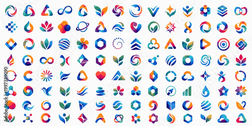 Creative Brand Shapes Pack. Abstract SVG Vector Logo Set with Colorful Modern Brand Marks, Gradient Symbols, Startup Icons and Clean Graphic Identity Elements, creative brand shapes