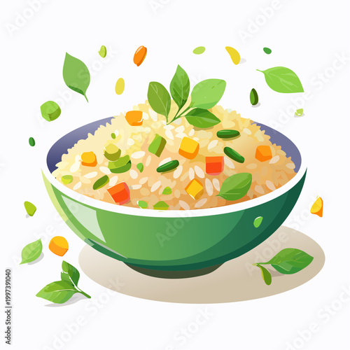 Gebratener Reis mit Frühlingsgemüse und Kräutern