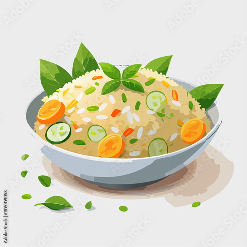 Gebratener Reis mit Frühlingsgemüse und Kräutern