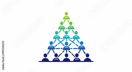 Abstract pyramid network of people icons, gradient colors