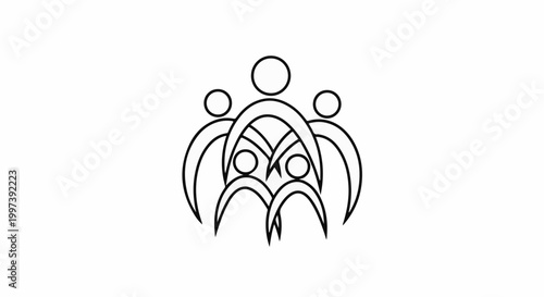 Abstract representation of a group of people in a circular formation