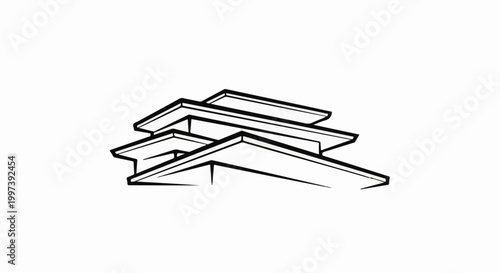 Abstract stacked geometric planes forming angular structure