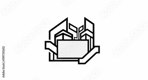 Abstract geometric design with a central rectangle and sharp angular lines