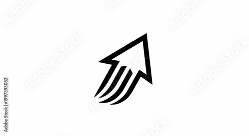 Abstract upward-pointing arrow with speed lines