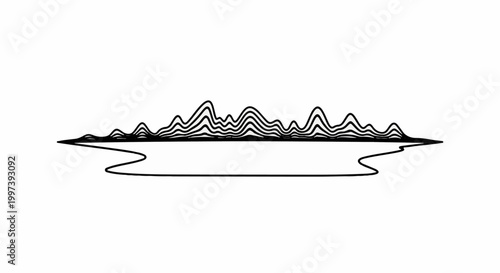 Abstract waveform graphic with dark lines and a liquid-like base