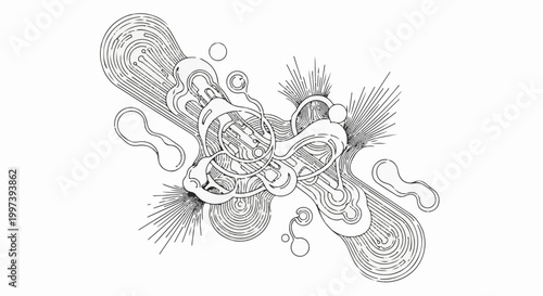 Abstract organic lines and shapes with radiating spikes