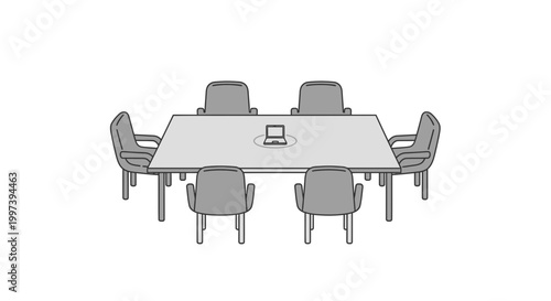 Business Meeting Around Rectangular Table with Modern Chairs