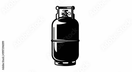 Black and white illustration of a gas cylinder with a pressure gauge