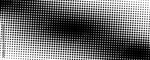 Gelombang halftone. Pola mulus. Latar belakang berbintik abstrak. Tekstur titik-titik hitam. Latar belakang gradien monokrom. Ilustrasi vektor.