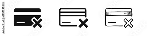 Credit Card Payment Declined and Transaction Error Icon Set