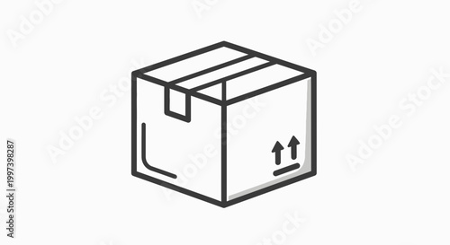Cardboard Shipping Box with Handling Arrows, Package Delivery Concept