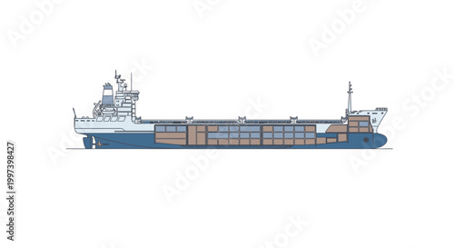 Cargo Ship Transportation Vessel at Sea, Commercial Maritime Shipping