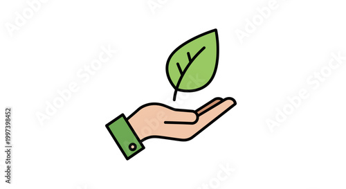 Caring Hands Holding a Green Leaf, Environmental Protection Concept