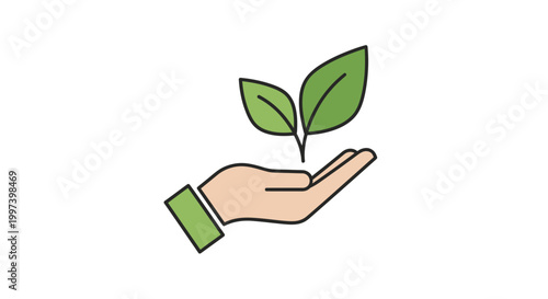Caring Hands Nurturing New Growth, Sustainable Future Concept