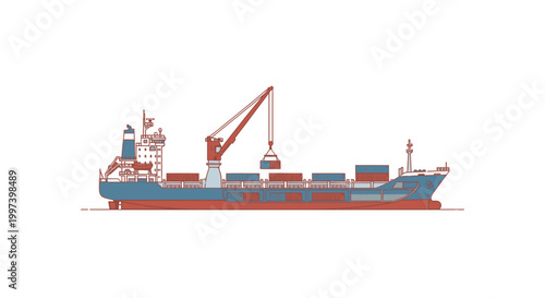 Cargo Ship Transporting Containers at Sea - Global Trade Logistics