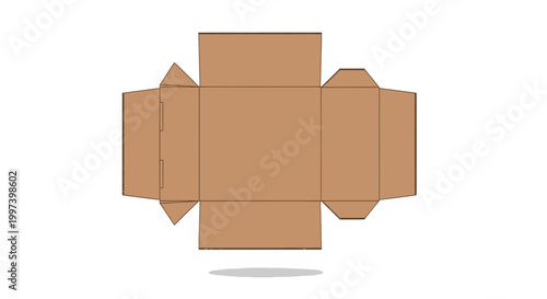 Cardboard Box Template Layout Flat Vector Illustration