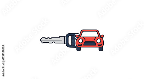 Car Key with Vehicle Icon - Automotive Access and Transportation Concept