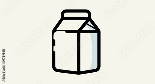 Cardboard Milk Container Illustration, Minimalist Design