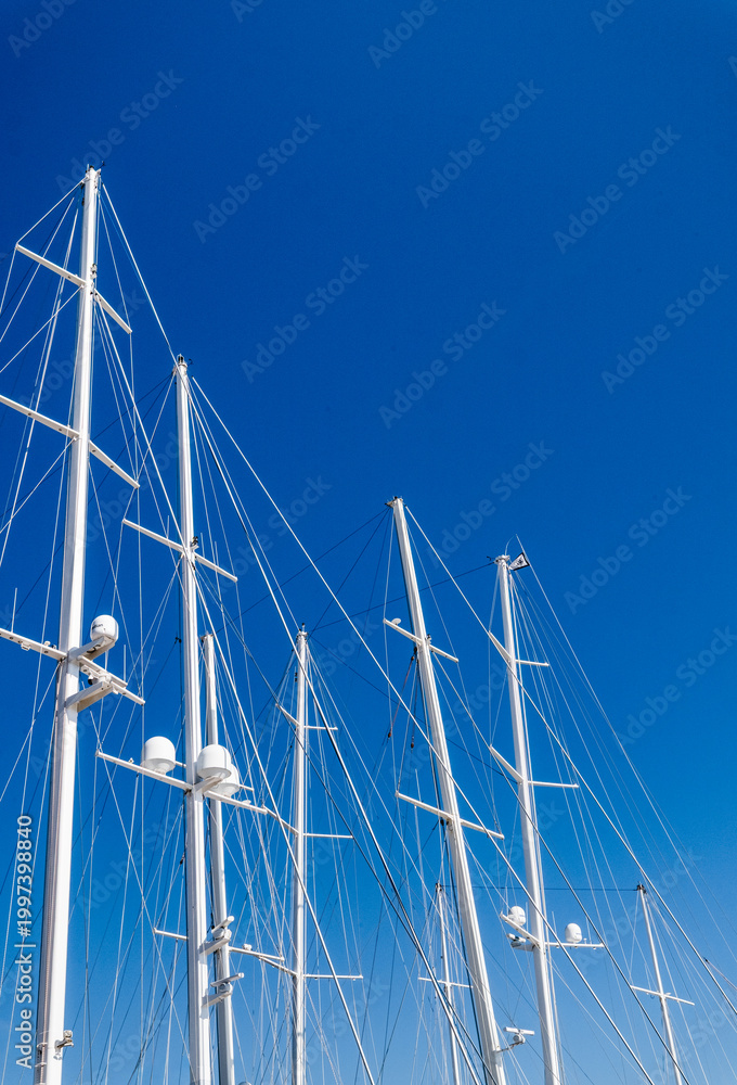 Fototapeta premium Yacht masts on sailing boats in Split marina, croatia