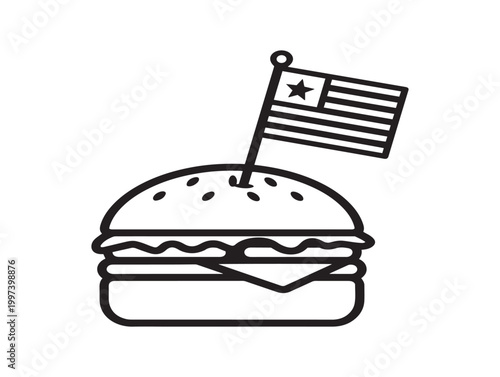 American burger icon a playful fusion of patriotism and fast food culture