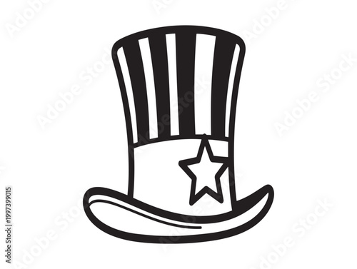 Vintage uncle sam hat sketch a black and white illustration of american symbolism