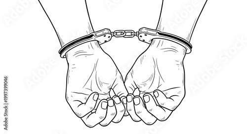 Handcuffed Hands Illustration