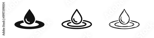 Clean Water Drop and Liquid Ripple Effect Icon Set