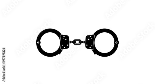 Black Handcuffs Silhouette - Symbol of Arrest, Crime, and Justice