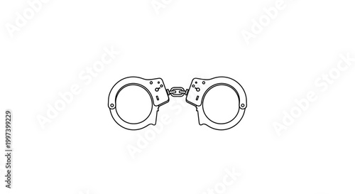 Handcuffs Illustration - Metal Restraint Symbol on White Background