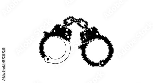 Black and White Handcuffs Icon Isolated on White Background