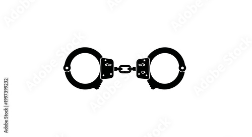 Black Handcuffs Icon on White Background - Symbol of Arrest, Crime, Justice, and Security