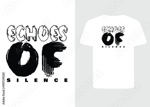 Hand-Drawn Brush Stroke Typography Design for Minimalist White T-shirt