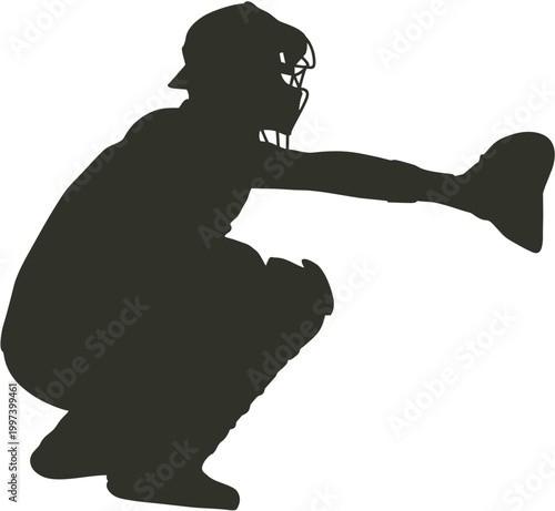 silhouette person baseball squat