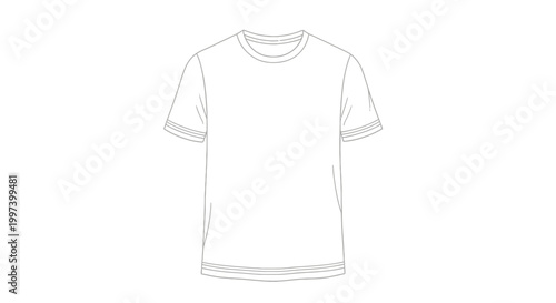 Blank White T-Shirt Mockup - Simple Line Art Design for Apparel Graphics