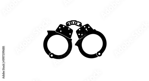 Black Handcuffs Silhouette Icon on White Background
