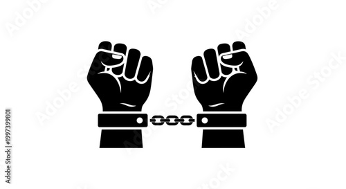 Hands in Chains Symbolizing Restriction, Incarceration, and Lack of Freedom