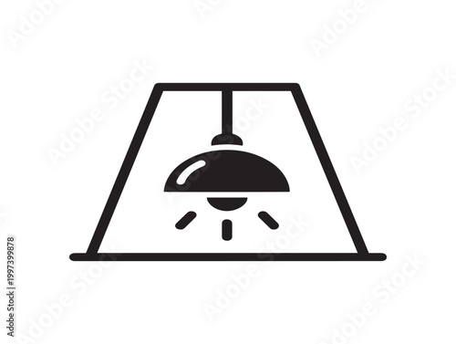 Simple black and white icon of a spotlight or stage lighting fixture