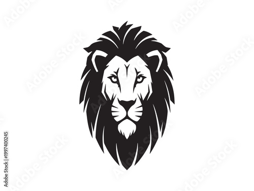 Majestic lion head a bold black and white illustration of feline power and grace