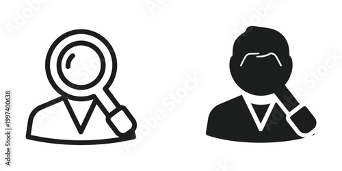 Professional scrutiny and investigation depicted through magnifying glasses on figures