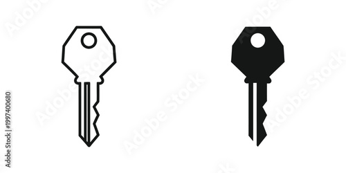 Contrast between a white outline key and a solid black key illustration