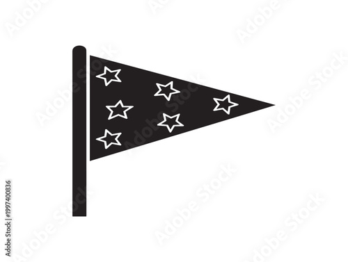 Black pennant flag with five white stars a minimalist patriotic symbol