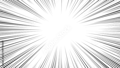 Canvas Print Intense radial manga speed burst effect, high-contrast black and white comic boo