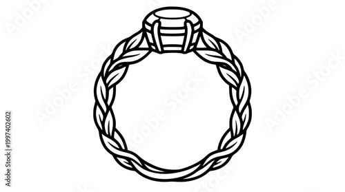 Bold Twisted Rope Solitaire Ring Sketch