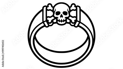 Classic Oval Solitaire Ring Illustration Skull