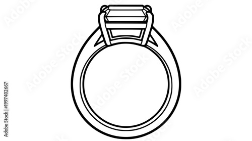 Minimalist Emerald-Cut Solitaire Ring Vecto