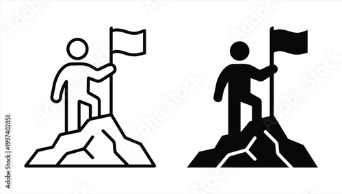 Goal achievement icons. Symbol of success and reaching targets. Vector illustration.